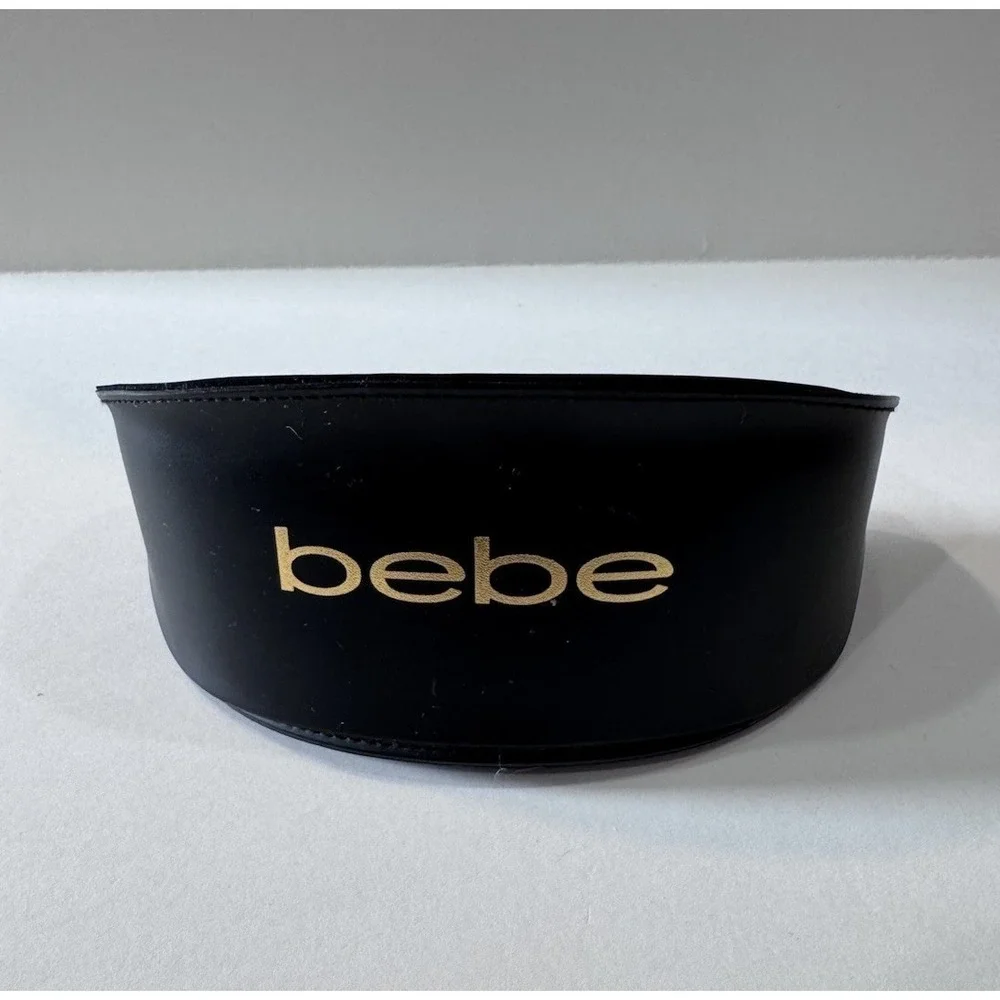 Bebe Gold Tone Logo Large Black‎ Sunglasses Eyeglasses Semi-Hard Clamshell Case